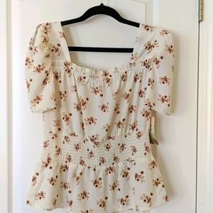 Floral print milkmaid top.